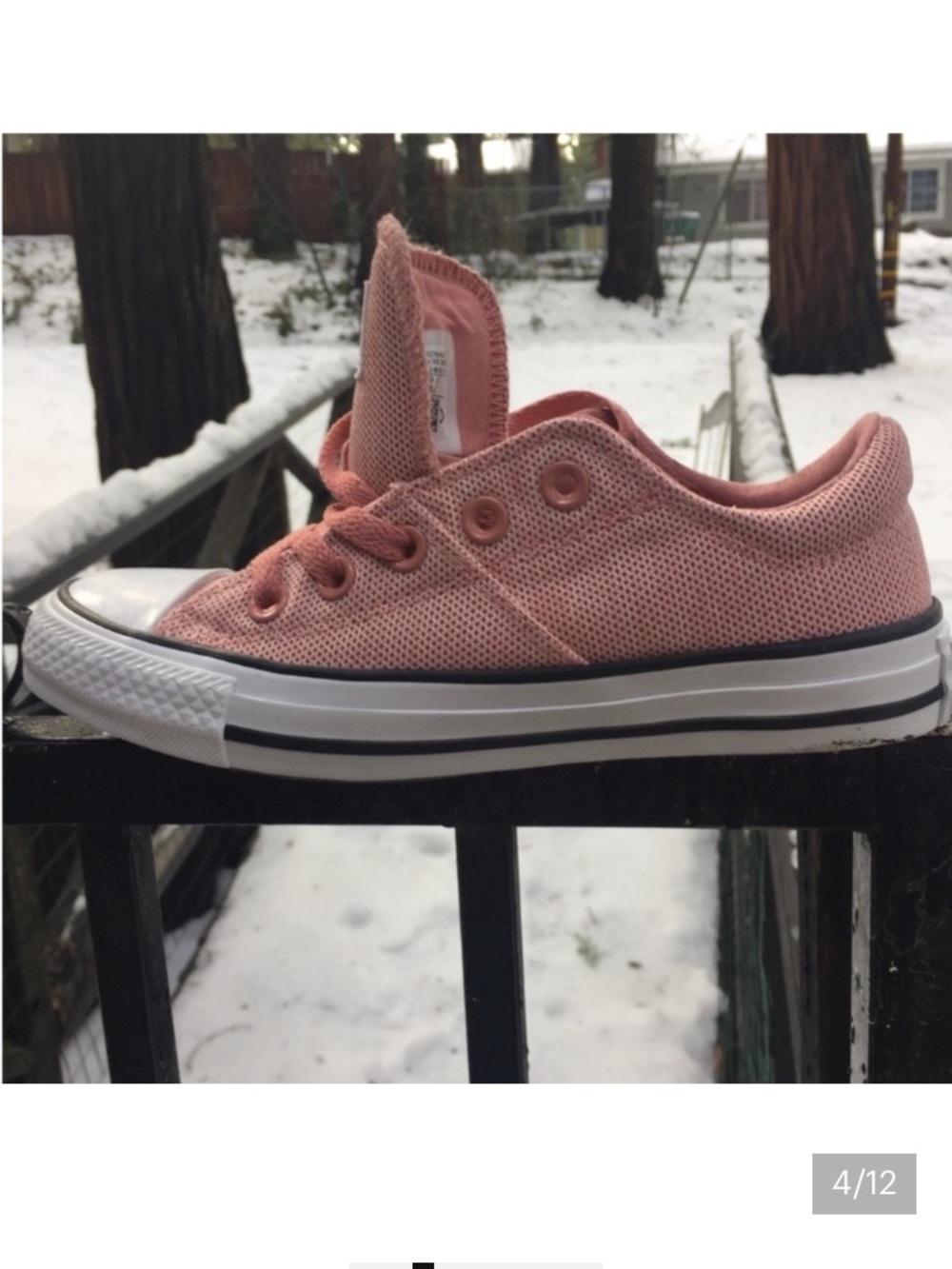 Converse Pink Low-Top Canvas Sneakers with White Toe Cap - Picture 4 of 10